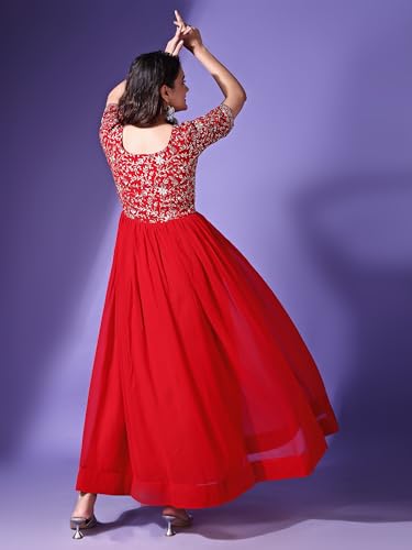 Image of Fashion Basket Georgette Embroidered Anarkali Dress for Women