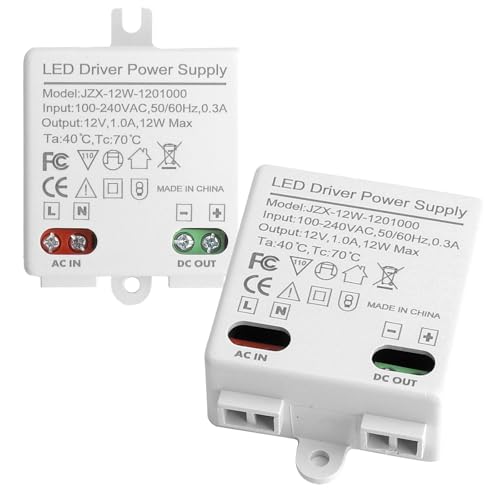 2 Pezzi Trasformatore Led 12v Mini, Alimentatore 12v, Alimentatore, Driver Led, Slim Trasformatore Led per Illuminazione Mobili e Strisce Led, Senza Sfarfallio