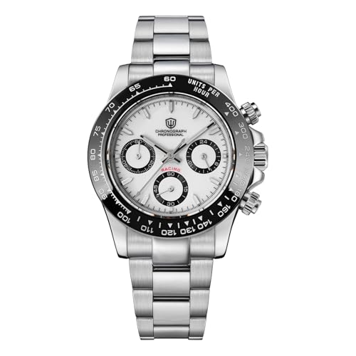 Image of watchdives Chronograph Watch, WD16500 V2 Quartz Men Watches Japan VK63 Meca-Quartz Movement 38mm Sapphire Crystal Wristwatch 100M Waterproof Sport Watch, Stainless Steel Bracelet