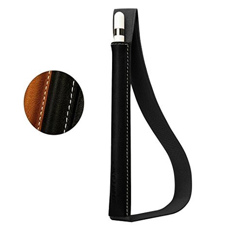 JISONCASE Apple Pencil Case Cover Genuine Leather Slim Sleeve Carrying Bag Protective Pencil Holder with Elastic Band for Apple iPad Pro Pencil Black JS-APL-01A10