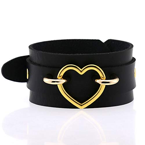 Zhqi Black Wristband Cuff Belt Bracelet Bangle Leather Rope Black Punk Rock Bracelet (Black Style 3, Zinc Alloy) #TOP3