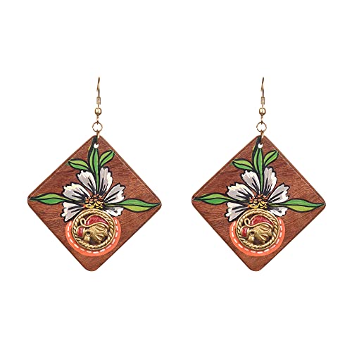 Image of Handcrafted Tribal Wooden Earrings Collection for Women - Butterfly, Princess & Modern Geometric Statement Designs