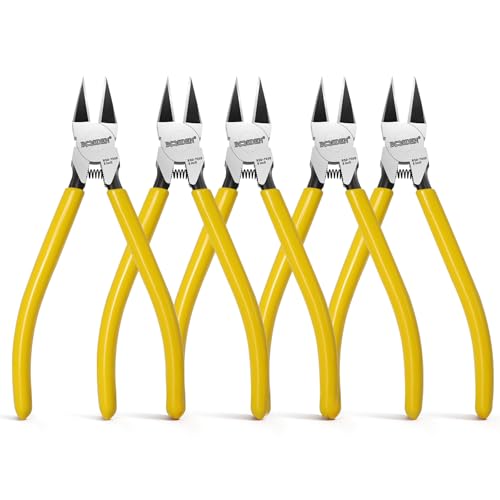 Image of BOOSDEN 6 Inch Flush Cutters, Side Cutting Pliers, Wire Cutters 5 Pack | Spring Loaded Floral Side Cutters, Flush Cut Pliers for Jewelry Making,Artificial Flowers,Crafting,Electrical & DIY Projects
