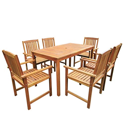 Cosmos eStore Wooden Outdoor Dining Set 6 Seater Garden Furniture Rectangular Table Chairs