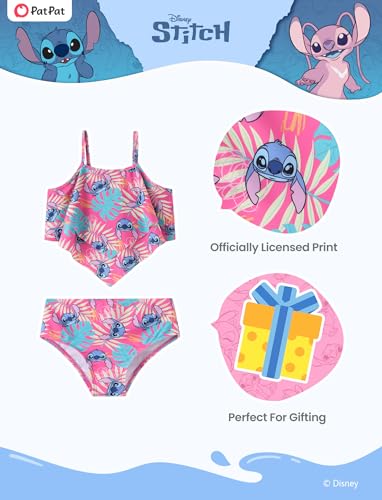 Image of Disney Frozen Elsa Stitch Moana Toddler Girls Two Pieces Ruffle Strap Bikini Top and Bottom Set Beach Swimsuit