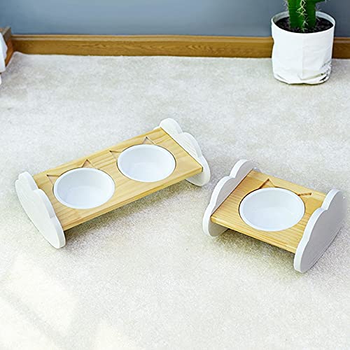 RTHGTFGW Comedero Perro Tazón doméstico for Mascotas con Estante de Madera Maciza, Boca Oblicua de Alto Precio for Proteger la Columna Cervical, Adecuada for Gatos y Perros (Size : Medium)