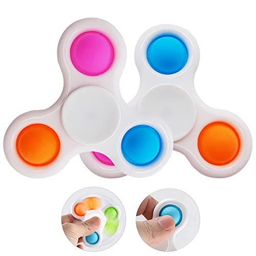 Bocello 2 Pack Simple Fidget Dimple Toy Silicone Fidget Spinner Toy,Durable Bearing High Speed Spins Flipping Toy,Hand Spinner Stress Relief Sensory Hand Toy Mini Fidget Toy for kid adult,Three color