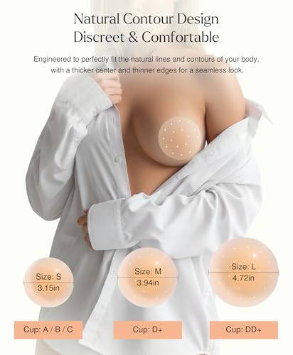 Image of Popilush Nipple Covers for Women Sticky Bra Silicone Adhesive - Breathable Invisible Reusable for Wedding, Backless Dresses