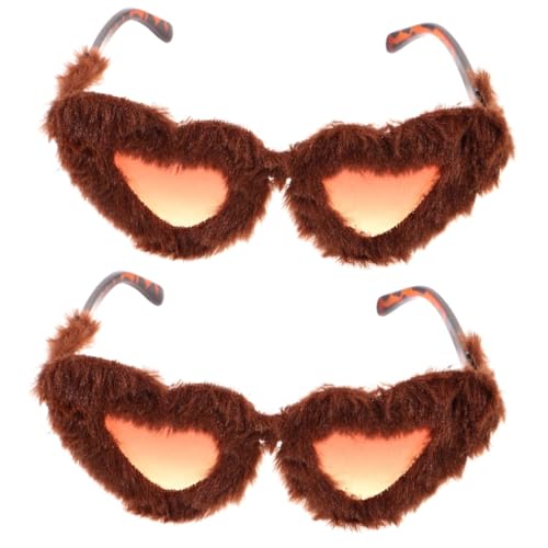 BESTYASH 2 Piezas gafas de sol de peluche favores de fiesta naranja decoraciones caliente gafas mujer sol gafas de sol para mujer gafas de sol de felpa gafas de sol de fiesta cosplay Brown