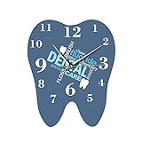 Wall Clock Dental Words Tooth Shaped Wall Clock Dentist Professional Wall Watch Decorative Clinic Ornament Dental Orthodontics Surgeon Gift for Office/Kitchen/Bedroom/School Decorative