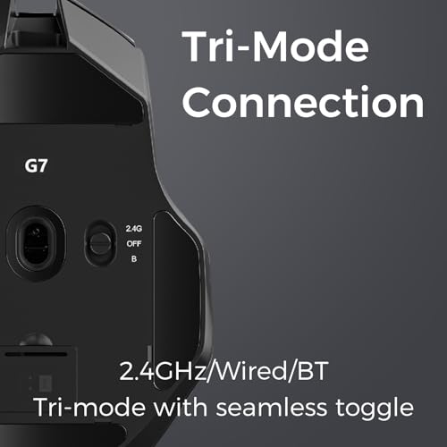Image of MCHOSE G7 Lightweight Ergonomic Wireless Mouse, PAW3311 12K DPI Sensor, Tri-Mode Connection, Wireless /Wired 1K Polling, 55g Weight, 800mAh Bettery (White)