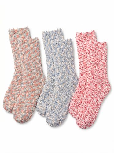 Image of Tipi Toe Womens Fuzzy Crew Socks with Anti Slip Grips Warm Cozy Fluffy Winter Slipper Socks Non Skid Home Socks for Women