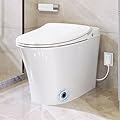Heated Seat Smart Toilet, One Piece Smart Toilet, Automatic Flush TankLess with Foot sensor Flush, White Night Light, Knob Control, Power Outage Flushing, Soft Close Cover (White-CK1)