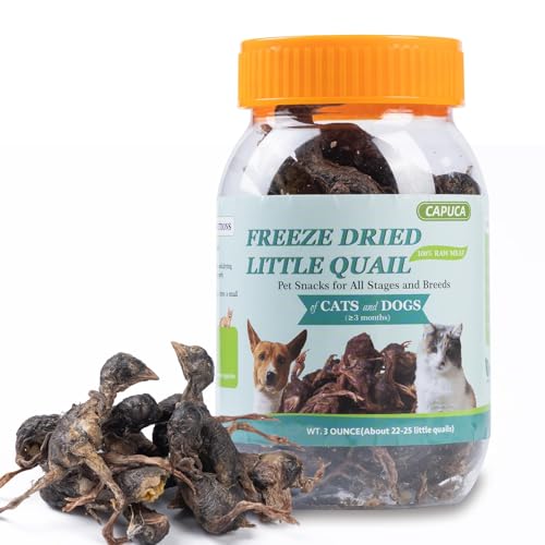 Freeze-Dried Quail Cats & Dogs Treats - Single Ingredient Pet Snacks, High-Protein Training Rewards, Grain-Free, Easy Digestion (3oz)