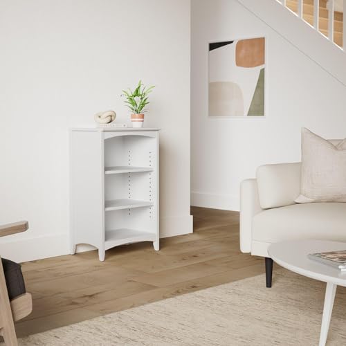 Camaflexi SHK363 Shaker Style 3 Shelf Bookcase / Solid Wood / 36 Inch High / Adjustable Shelving / Closed Back / Display Bookshelf For Living Room, Bedroom, Home And Office, White thumb #1