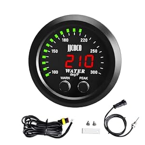 52mm Digital Water Temp Gauge with Alarm | Red & Green