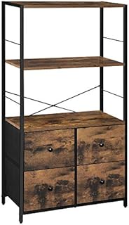 SONGMICS Storage Cabinet, Storage Rack with Fabric Drawers and Shelves, Industrial Bookshelf, for Living Room, Study, Bedroom, Rustic Brown and Black LGS044B02