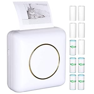 Mini-printer, zakprinter, thermische fotoprinter, mobiele fotoprinter voor smartphone, draagbare mini-fotoprinter met 10 rollen thermisch papierrol voor dagboek, reizen, logo, notities, journal, lijst en memo