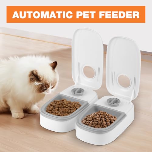 DAJASD Futterautomat Katze, 700ML Automatischer Futterspender mit 48 Stunden Timer, Rutschfeste Nassfutterautomat für katzen, Futterautomat Hund, Katzenfutter Automat für Katzen und kleine Hunde