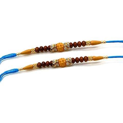 Set of Two Rakhi, Stone & Moti, Thread. Rakhi, Raksha Bandhan Gift for your Brother Vary Color and Multi Design Cover