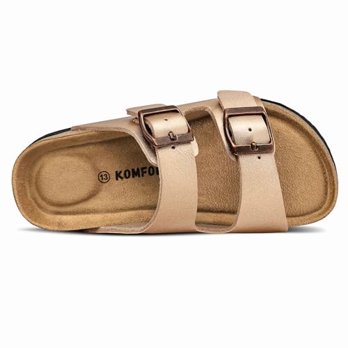 Image of K KomForme Kids Sandals Boys Girls Slide Cork Footbed Slipper with Adjustable Straps for Little Kid /Big Kid