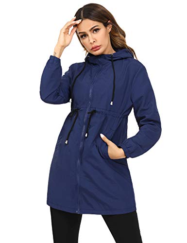Doaraha Damen Regenmantel wasserdichte Regenjacke Colourblock Outdoorjacken...