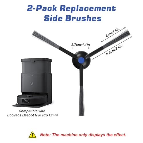 Image of 4-Pack Side Brush Compatible with Ecovacs Deebot N30 N30 Plus N30 Pro Omni, Replacement Side Brushes, Durable Nylon Bristles Edge Cleaning Brushes for Robotic Vacuum Cleaner Accessories (ED N30 SB4)