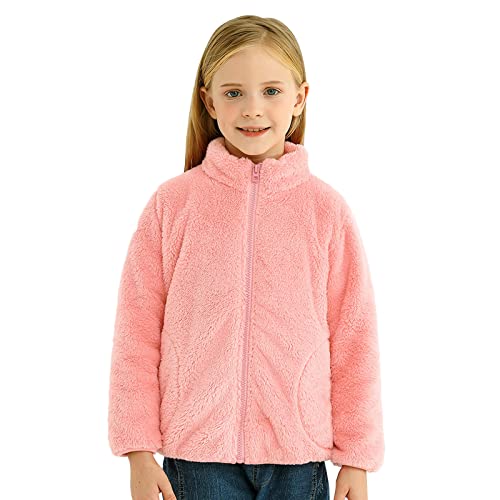Toddler Boys Girls Long Sleeve Winter Solid Zippered Coat Jacket Thicken Warm Outwear Girls (Pink, 11-12 Years)2