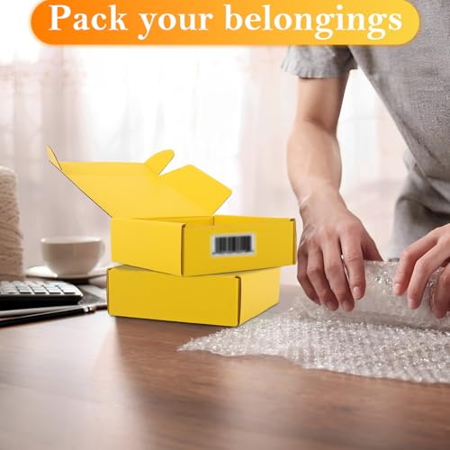 Image of Cardboard Boxes,15 Pack Shipping Boxes 6x6x2 Recyclable Mailing Boxes Colored Corrugated Cardboard Box Small Storage Boxes for Shipping, Mailing, Gifts Packaging (Yellow)