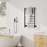 Statappy Towel Warmer Rack, Heated Towel Racks for Bathroom, Wall Mounted Electric Towel Warmer with Built-in 24hr Timer, Plug-in/Hardwired, Matte Black (11-Bar)