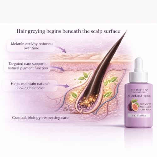 Image of SCIENCE MEETS SKIN 2% Darkenyl for Anti Grey Hair Serum|Anti-Greying Actives with Biotin, Bhringraj, Henna & Amino Acid Complex|Strengthens Roots & Adds Shine|Toxin Free|All Hair Types- 30ml