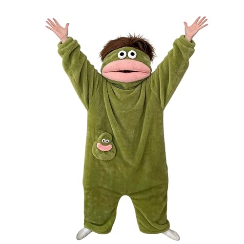 Generisch Onesie para adultos, bonito pijama con grande, pelele unisex de dibujos animados para adultos, para parejas, mujeres y hombres, hogar, viajes, noche de cine, de invierno