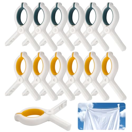 TESSTSY Pack de 12 Pinzas Sujeta Toallas Playa Toalla, Pinza Pinzas Grandes Toalla Playa, Pinzas Toalla Playa Tumbona Resistentes al Viento para Toallas de Playa, Toallas de Baño, Sábanas, Mantas