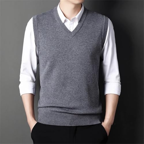 Men's Solid Color Sweater Vest Casual Fashion Warm Top 6