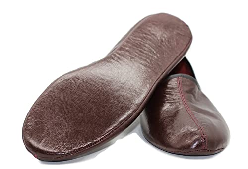 Women's Indoor Leather Slippers Bordeaux Traditional Babouche House Shoes Moccasin4