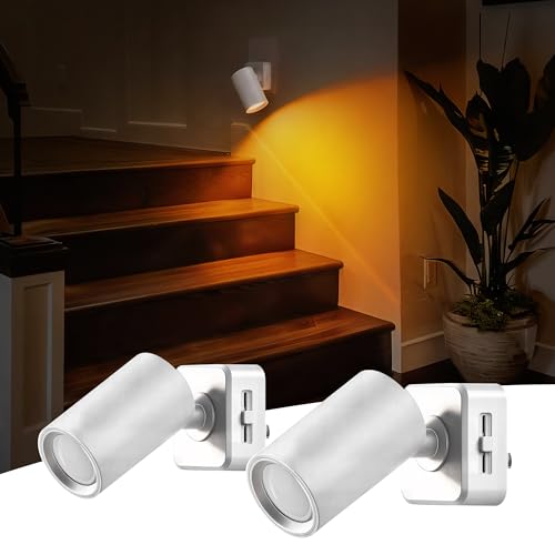 Image of L LOHAS LED Night Lights Plug into Wall,[2-Pack] Wall Spot Lights Indoor with Light Sensor,Amber Night Lights,for Home Decor Party Bathroom,Hallway
