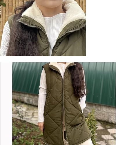 Zeagoo Womens 2025 Reversible Vest Sleeveless Fleece Jacket Double Zip Up Long Warm Winter Coat Outerwear with Pockets4