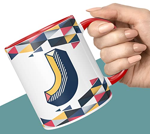 Image of 3D Colorful Alphabet Letter J Printed Coffee Mug For Girls Boys Friends Love Kids Best Gift For Birthday Anniversary Initial Letter J (Microwave Safe Ceramic Tea Coffee Mug-350ml) - ABV3TM2 111