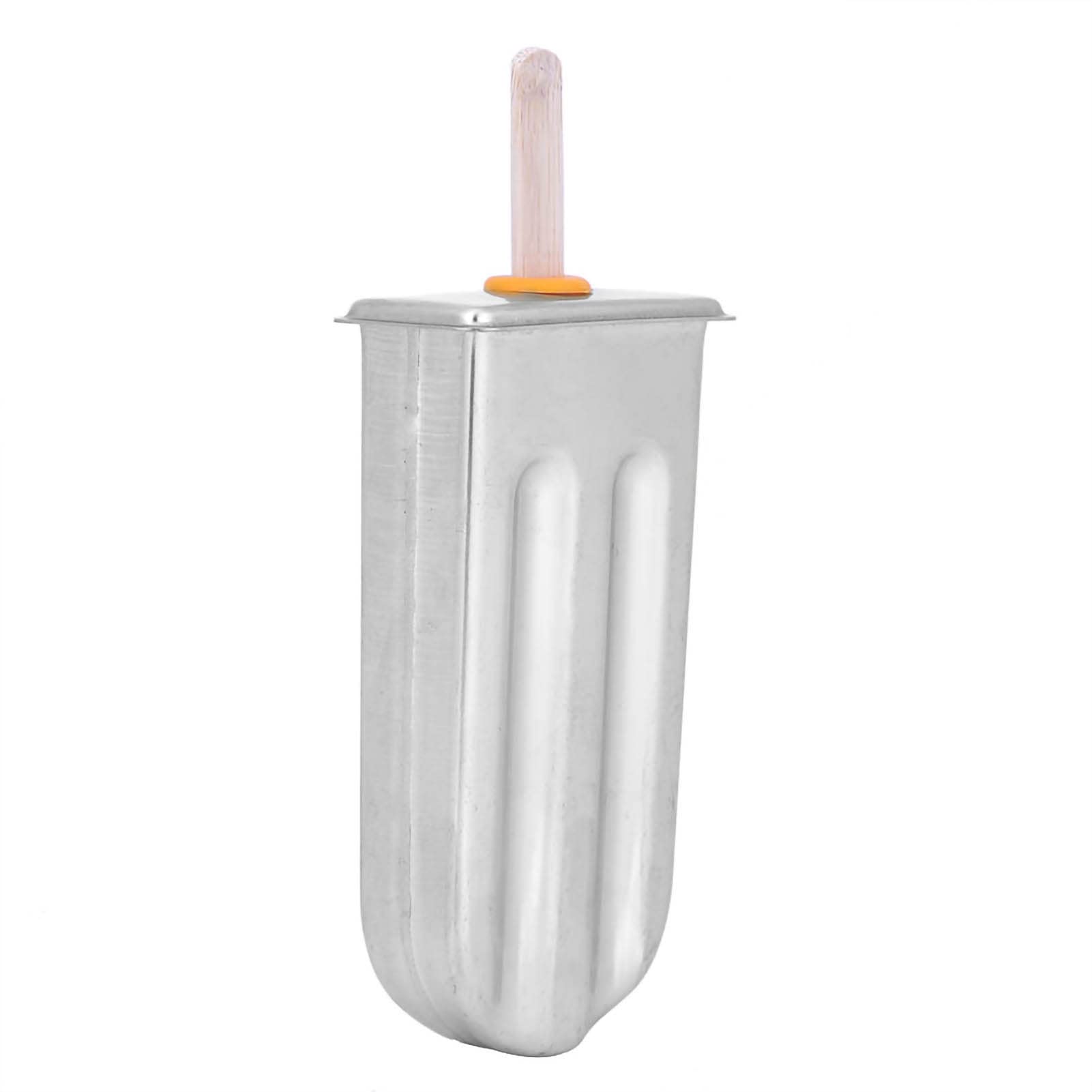 Moldes para helado de acero inoxidable, 10 piezas, con soporte de acero inoxidable y 100 palos de madera, grado alimenticio 304, sin BPA, moldes para paletas caseros, congelación (Cabeza redonda)