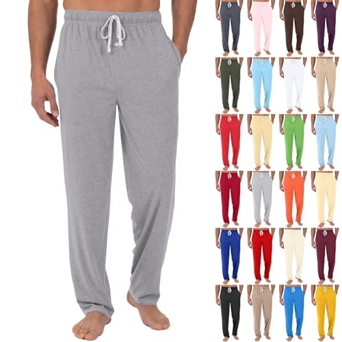 Pajama Pants Men,Pajama Cotton Lightweight Sleep & Lounge Pant Pj Bottoms With Pockets And Button Fly, S-3XL