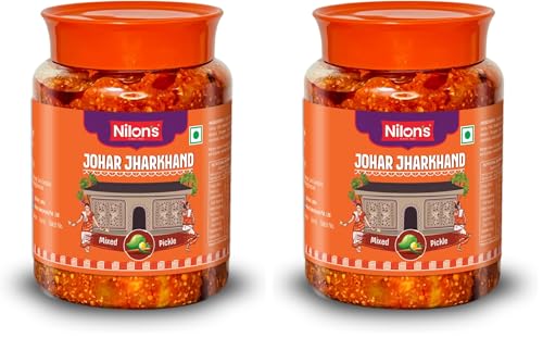 Image of Nilon's Johar Jharkhand Mixed Pickle (500g) Homemade Aachar | Spicy & Tangy Pickle in Authentic Jharkhand Style with Raw Mango, Lemon, Mustard Oil & Spices with No Added Artificial Colour (Pack of 2)