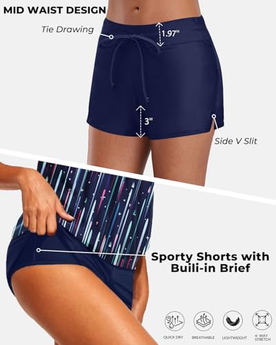 Image of Aqua Eve Two Piece Women's Tankini Swimsuits Blouson Swim Tank Top with Shorts Modest Bathing Suits