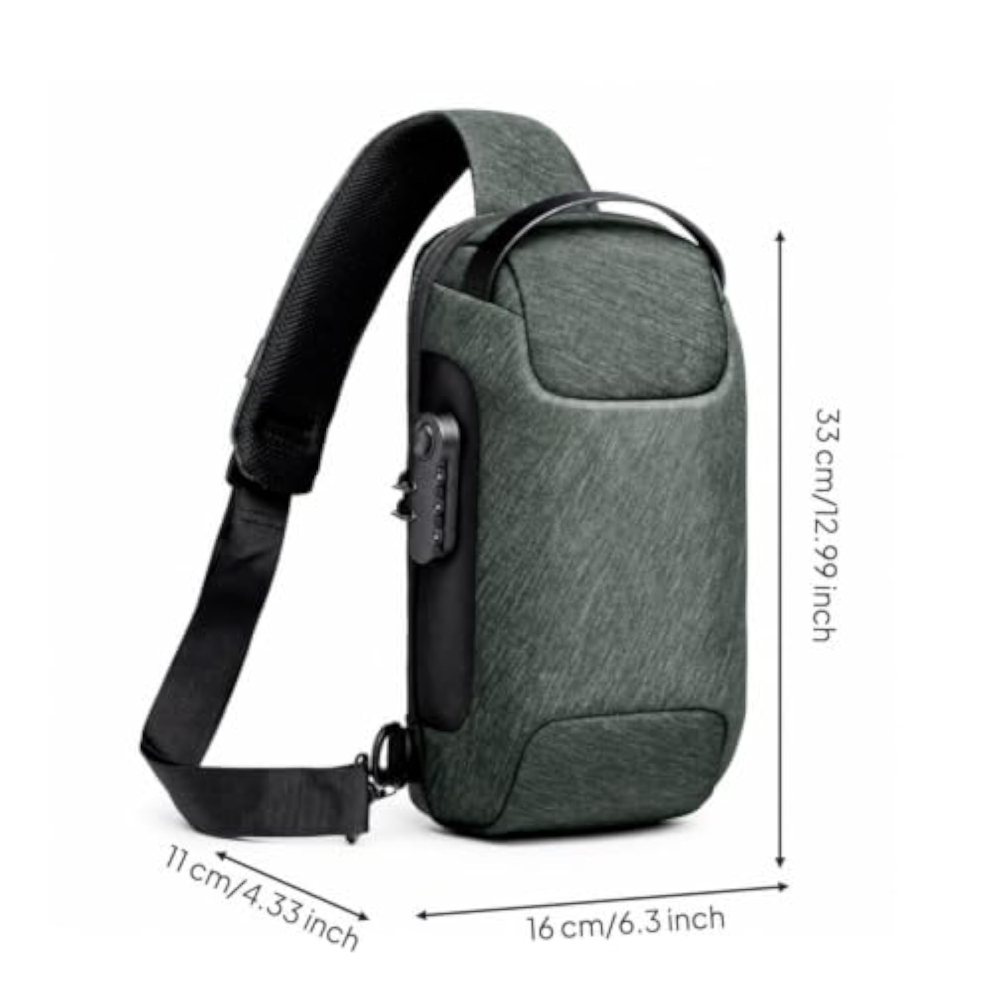 Water-Resistant Crossbody Bag with Password Lock