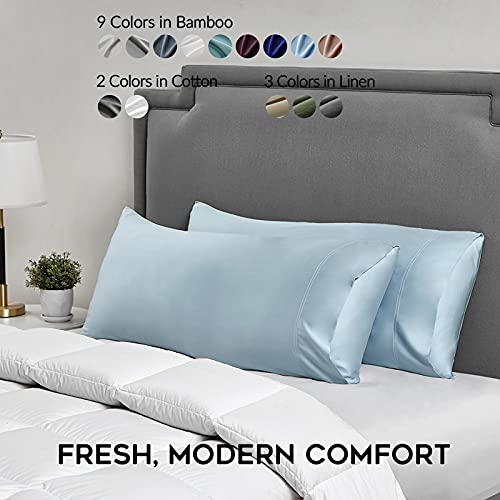 YnM Cooling Pillowcase 2 Pack,King(21''x40''), Light Blue