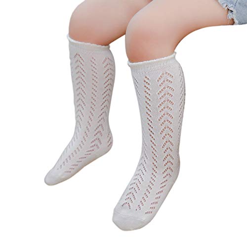 FYBITBO 6 Pack Baby Girl Knee High Socks Tube Ruffled Long Stockings Cotton Bows Socks for Newborn Toddler4
