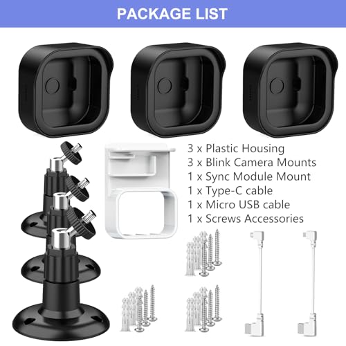 Image of 3 Pack Blink Camera Mount with Blink Sync Module Mount | Weatherproof Housing for Blink Outdoor 2K+ /Outdoor 4 Camera, 360 Degree Adjustable Mounting, Black