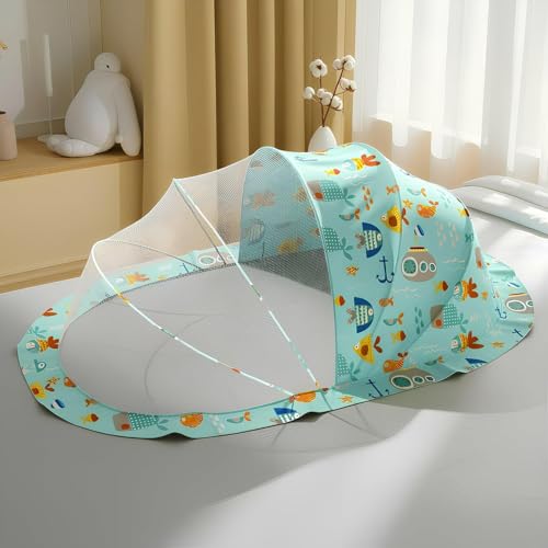 Image of StarAndDaisy Baby Mosquito net for Baby 0-12 Months for Infants, Toddlers Safe Baby, Breathable mesh-Mosquito Net for Baby's Peaceful Sleep, Baby Sleeping Mosquito net - Aqua Print