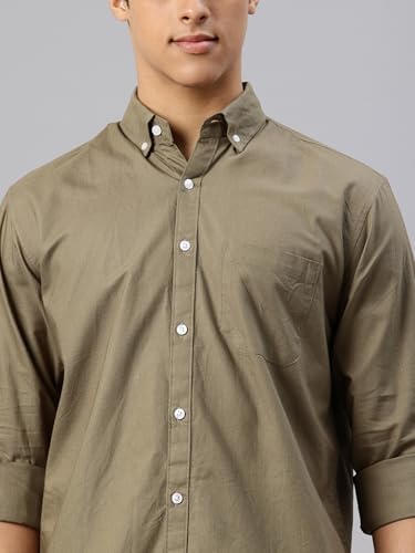 Image of Majestic Man Men's Solid Pure Cotton Casual Shirt - Slim Fit | Full Sleeves | Soft & Breathable Fabric