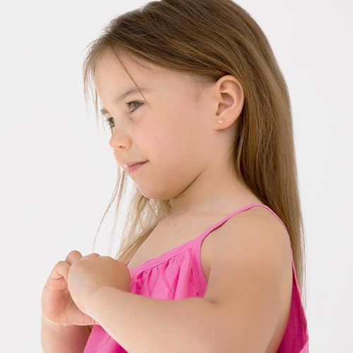 14k Yellow Gold Lucky Elephant Screw Back Earrings For Toddler & Little Girls - Safety Screw Back Locking Earrings for Children - Elegant & Cute Baby Elephant Stud Earrings2