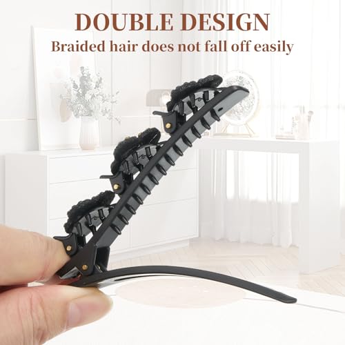 ZOUIQSS 4 Pcs Braided Rhinestone Hair Clips, Floral Hair Styling Clips with Sparkling Crystal Stones - Image 3